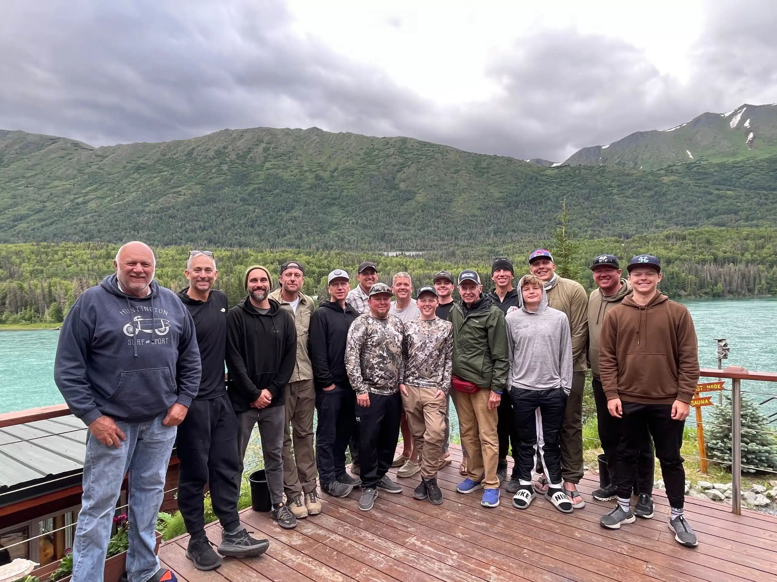 Kenai River Fishing Trips Freeman Group photo River House deck July 2024 1 scaled