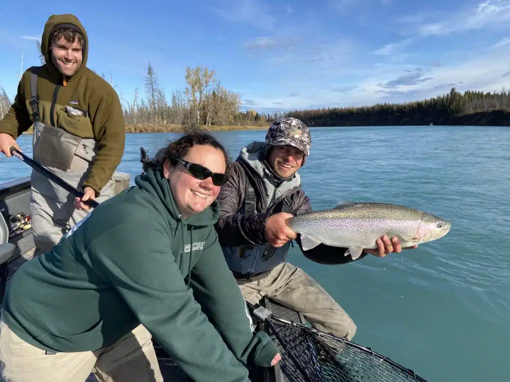 Clients Fishing For Alaska Rainbow Trout On The Kenia River